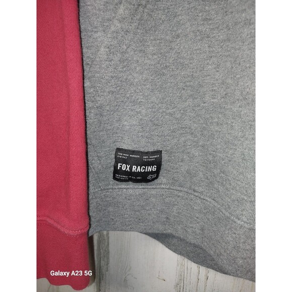 Fox Racing Men's XL Gray and Red Raglan Sleeve Hoodie with Fox Racing Logo's - Picture 3 of 8
